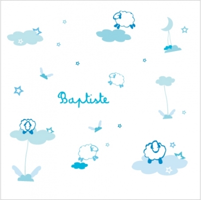 Déco cheval plume bleu ciel  Lili Pouce : stickers, tapis