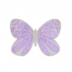 Tapis enfant coton en forme de papillon gris et violet